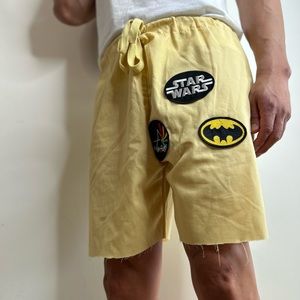 Yellow Patch Cut off Shorts
